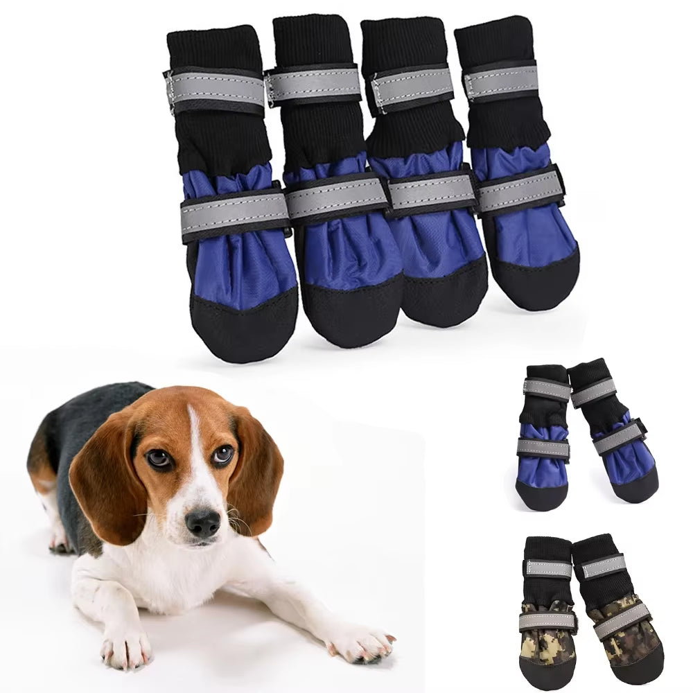 Protect Your Pup's Paws with 4Pcs Waterproof Winter Dog Shoes - Anti-Slip & Reflective Boots for Medium to Large Dogs