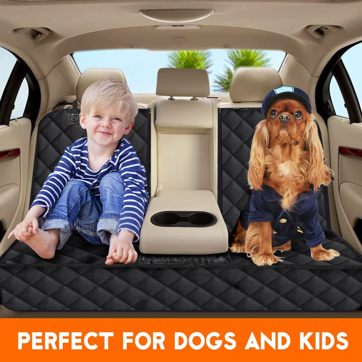Ultimate Dog Car Seat Cover - Waterproof, Non-Slip Back Seat Protector for Pets and Kids - Fits Most Cars, Trucks, and SUVs - Black