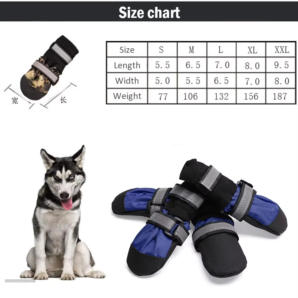 Protect Your Pup's Paws with 4Pcs Waterproof Winter Dog Shoes - Anti-Slip & Reflective Boots for Medium to Large Dogs