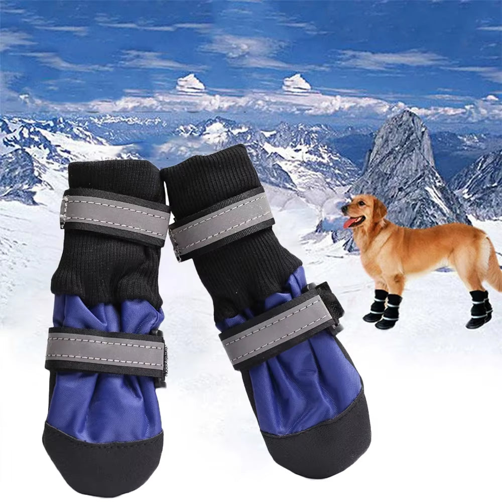 Protect Your Pup's Paws with 4Pcs Waterproof Winter Dog Shoes - Anti-Slip & Reflective Boots for Medium to Large Dogs